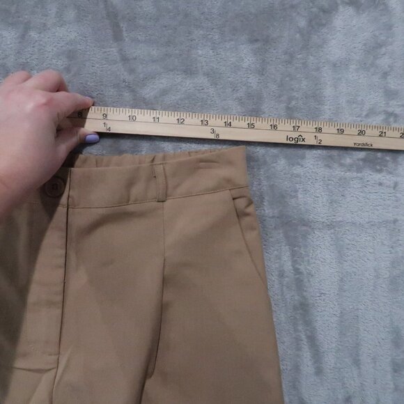 Shorts Womens L Brown Bermuda Pleated Trouser Tailored Modest Minimalist Office - Picture 9 of 16